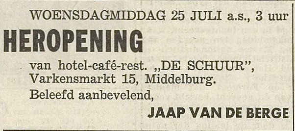 Bestand:Heropening hotel-cafe-rest De Schuur juli 1956.jpg